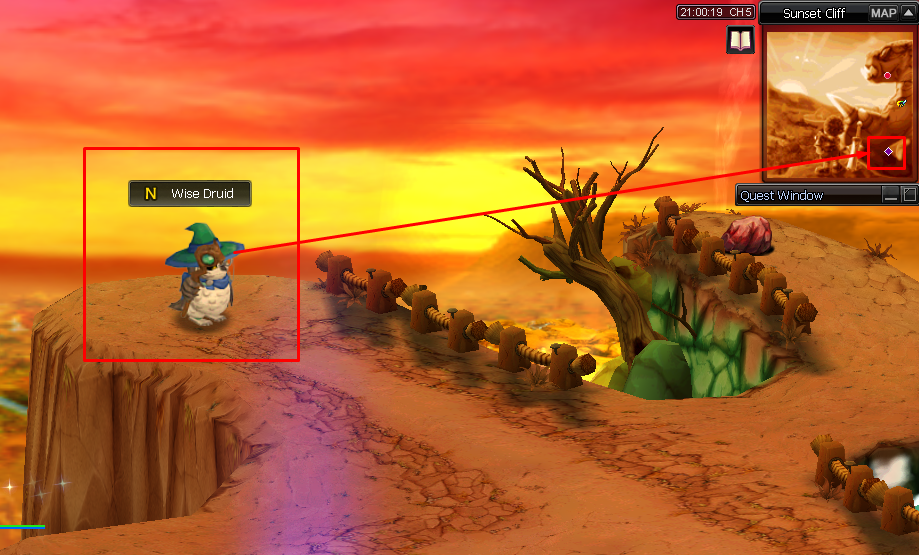 Sunset Cliff druid location